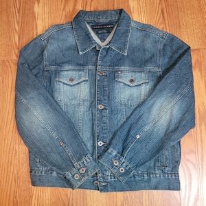Vtg 90s TOMMY HILFIGER Cotton Trucker Blue Denim Jean Jacket Men's Size Medium